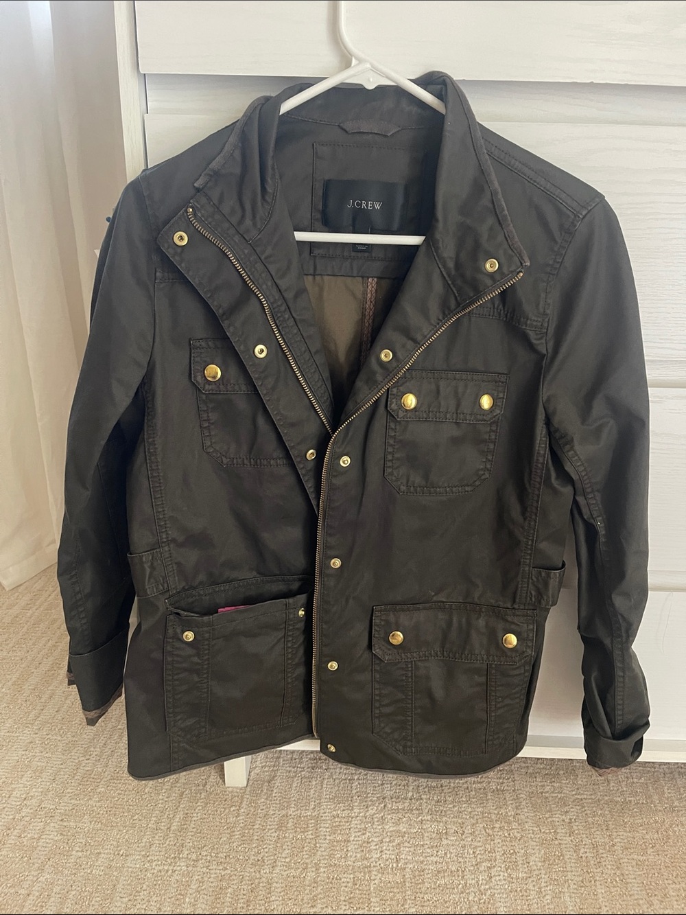 J. Crew women’s army green Field Jacket with Brass Hardware